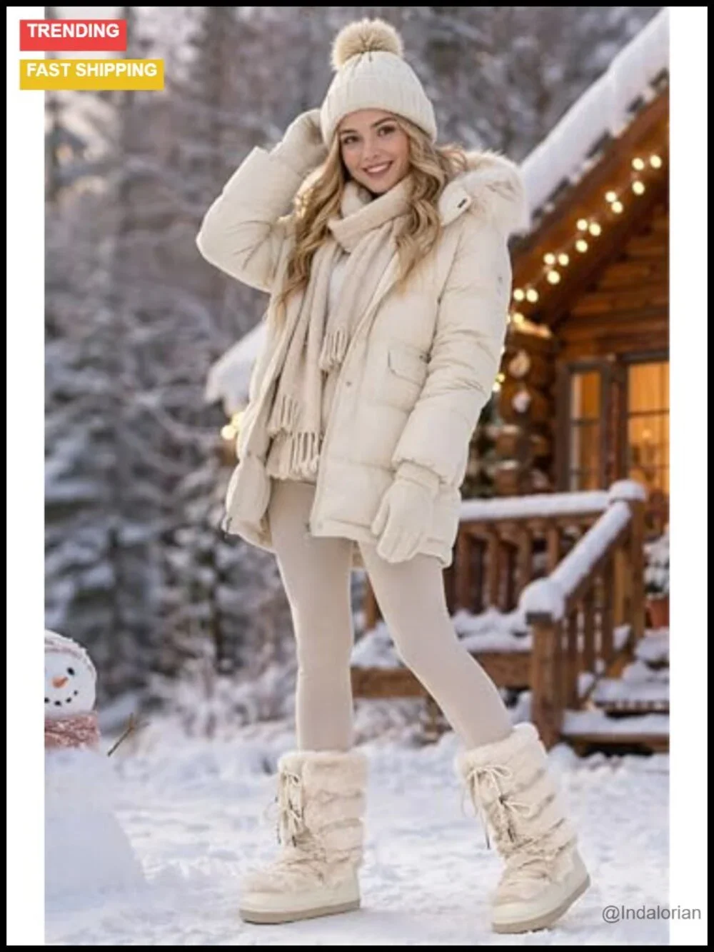 Faux Fur Water-Resistant Mid-Calf Snow Boots with Lace-Up & Platform